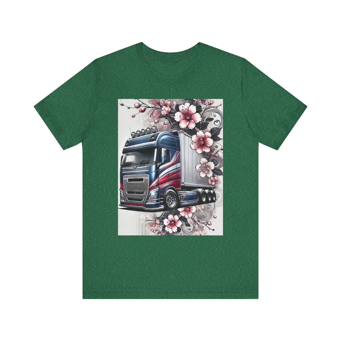 Cherry Blossom Convoy T-Shirt | Japanese Sakura x Modern Truck Art | Unique Graphic Tee for Drivers & Streetwear Lovers 001