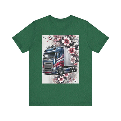 Cherry Blossom Convoy T-Shirt | Japanese Sakura x Modern Truck Art | Unique Graphic Tee for Drivers & Streetwear Lovers 001