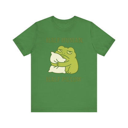 Half Human Half Pillow Funny Sleepy Frog Shirt for Coffee Lovers Dad Gift Not a Morning Person Tee Cozy Kawaii Aesthetic Graphic Top