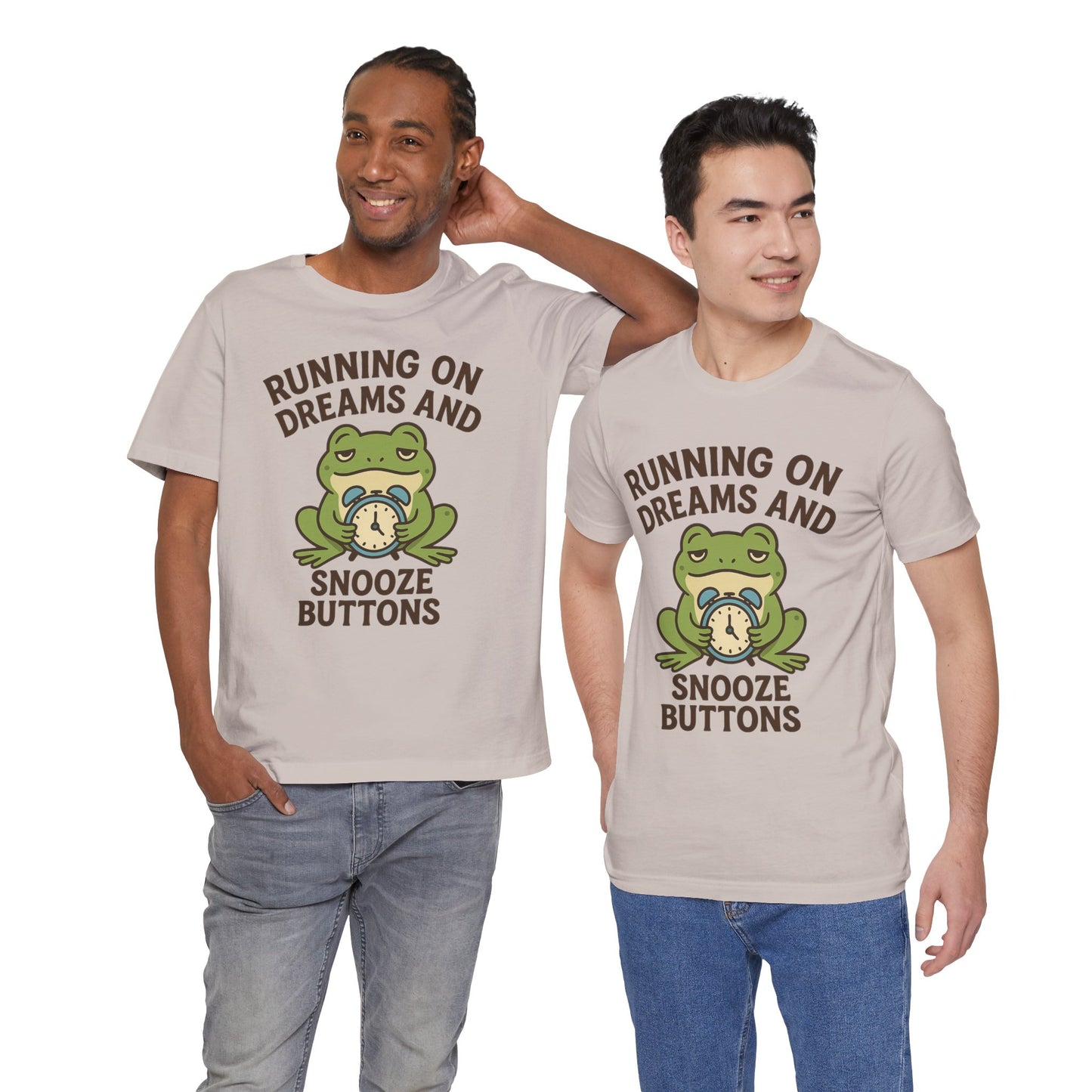 Running on Dreams and Snooze Buttons Shirt Sleepy Frog Tee Funny Night Owl Top Great Dad Gift Cozy Loungewear Aesthetic