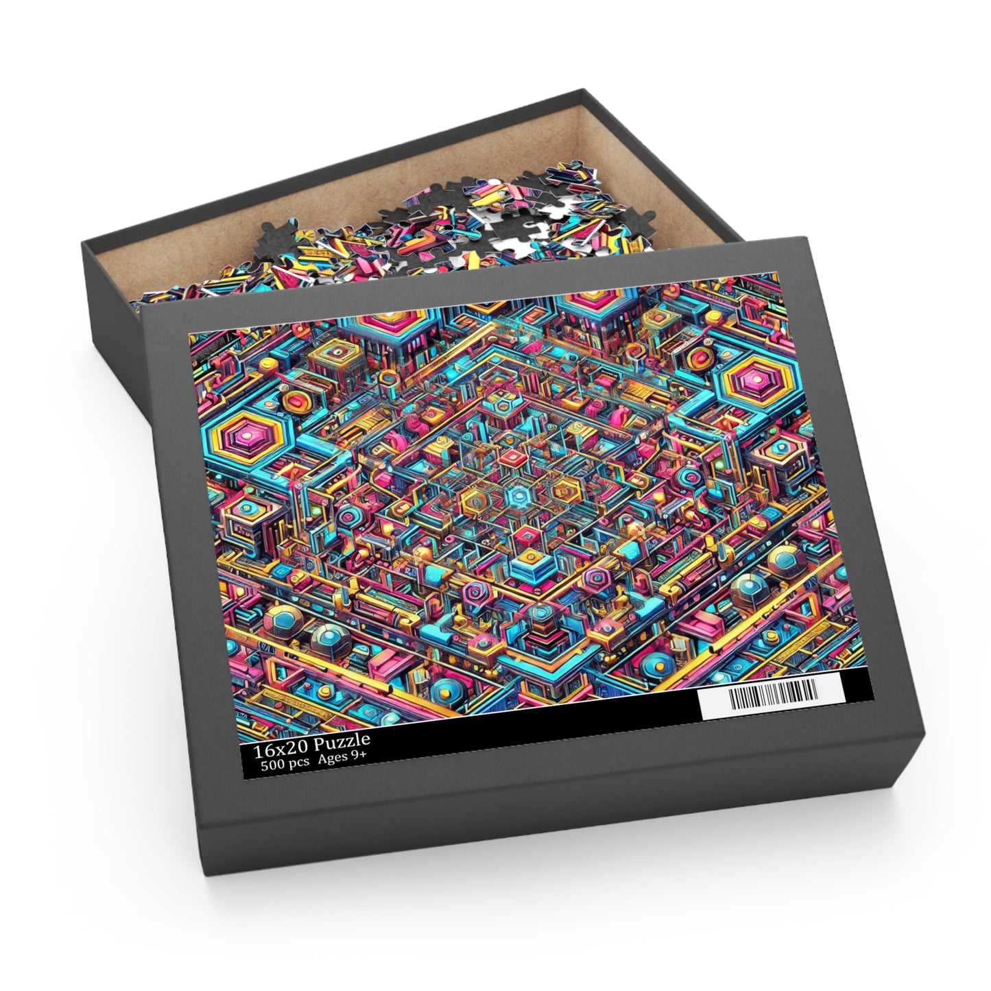 Futuristic Neon Circuit Puzzle-Ultra-Detailed Geometric Jigsaw for Adults | Sci-Fi Abstract Challenge (1000+ Pieces)