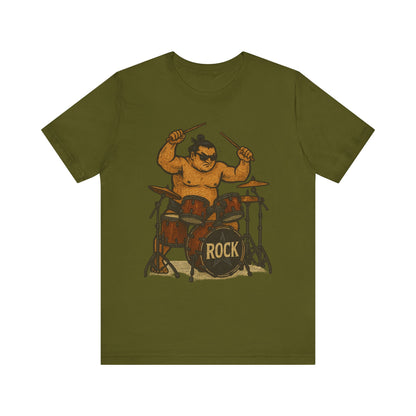 Sumo Drummer Graphic Tee Japanese Sumo Playing Drums Shirt for Music Lovers Band Dads Birthday Gift Festival Wear Streetwear Art