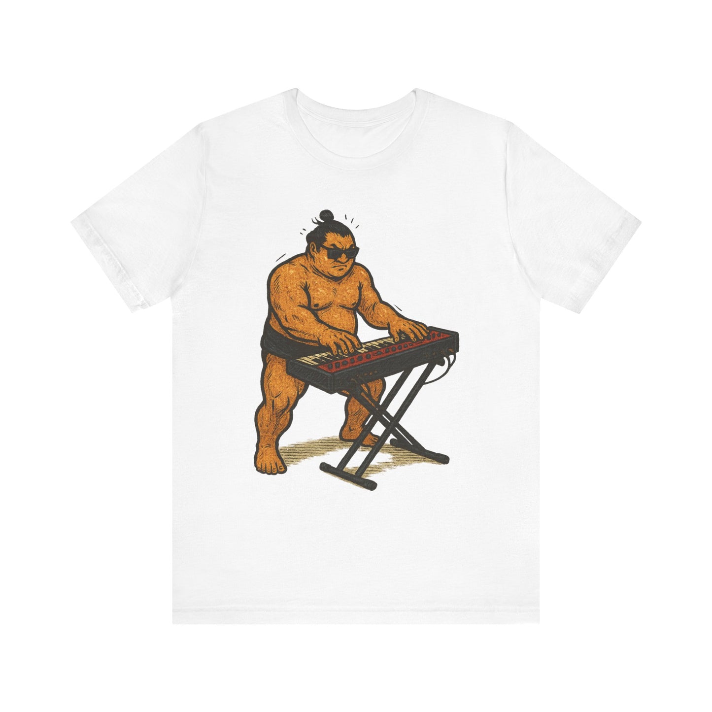 Sumo Piano Rock T Shirt Japanese Sumo Wrestler Playing Stage Keyboard Vintage Comic Art Graphic Tee Japan Gift For Dad Musicians