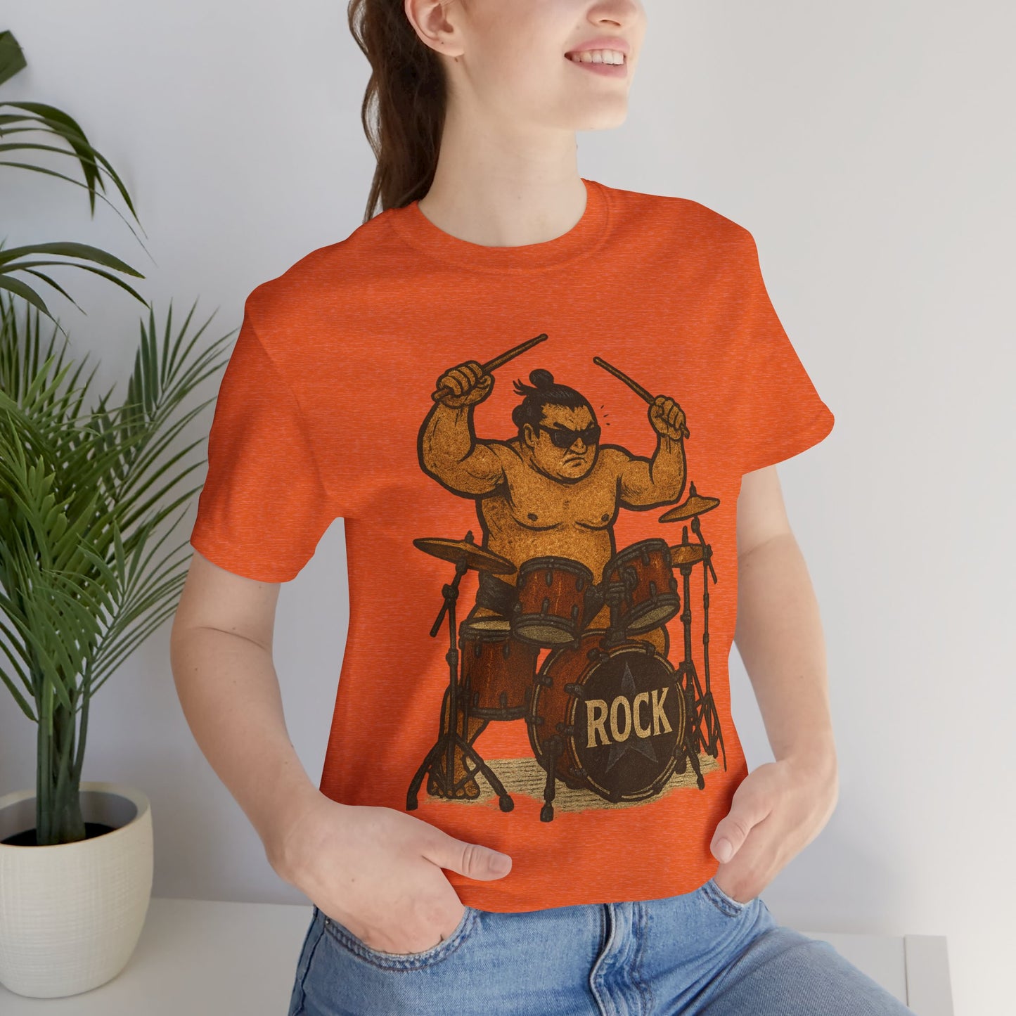 Sumo Drummer Graphic Tee Japanese Sumo Playing Drums Shirt for Music Lovers Band Dads Birthday Gift Festival Wear Streetwear Art