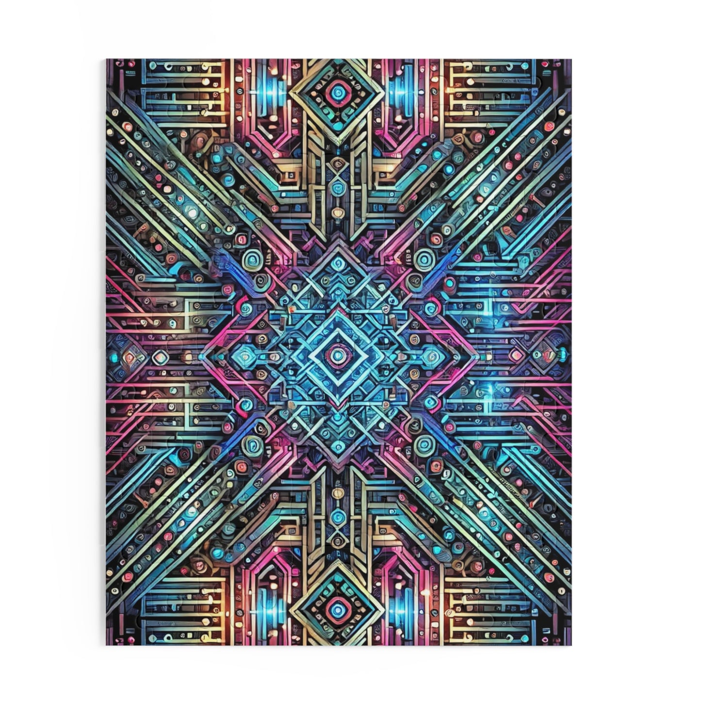 Futuristic Neon Circuit Puzzle-Ultra-Detailed Geometric Jigsaw for Adults | Sci-Fi Abstract Challenge (1000+ Pieces)