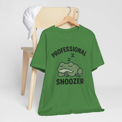 Professional Snoozer Frog Shirt Funny Sleepy Tee Night Owl Top Coffee First Gift for Dad Cute Graphic Cozy Loungewear