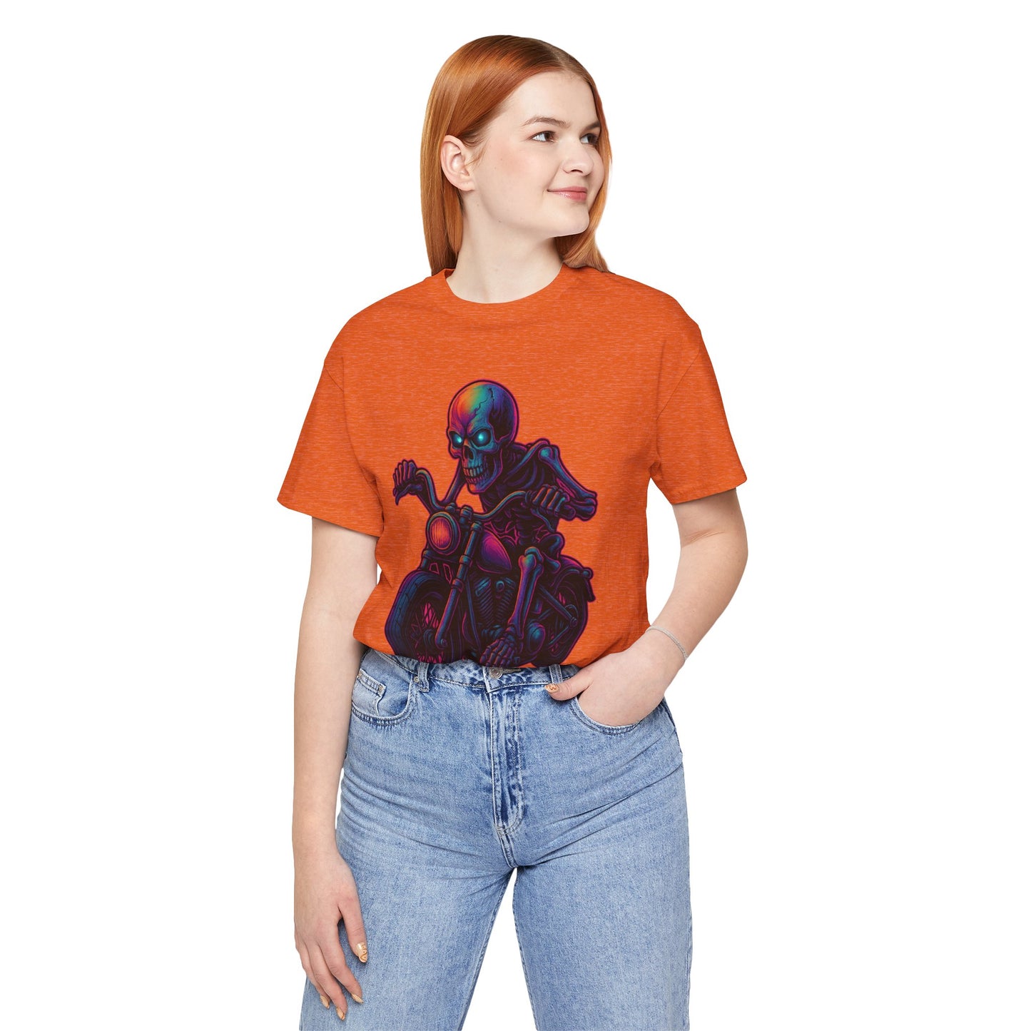 Neon Gashadokuro Harley Rider Tattoo Style Shirt Horror Yokai Streetwear for Adults Biker Dad Gift Japanese Art Tee