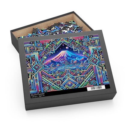 Neon x Geometric x Mt. Fuji! A super tricky puzzle with a cool sci-fi vibe-perfect brain workout for adults! 1000+ pieces of fun!