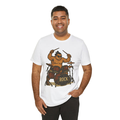 Sumo Drummer Graphic Tee Japanese Sumo Playing Drums Shirt for Music Lovers Band Dads Birthday Gift Festival Wear Streetwear Art