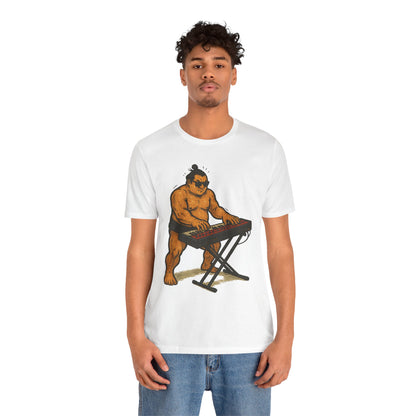 Sumo Piano Rock T Shirt Japanese Sumo Wrestler Playing Stage Keyboard Vintage Comic Art Graphic Tee Japan Gift For Dad Musicians