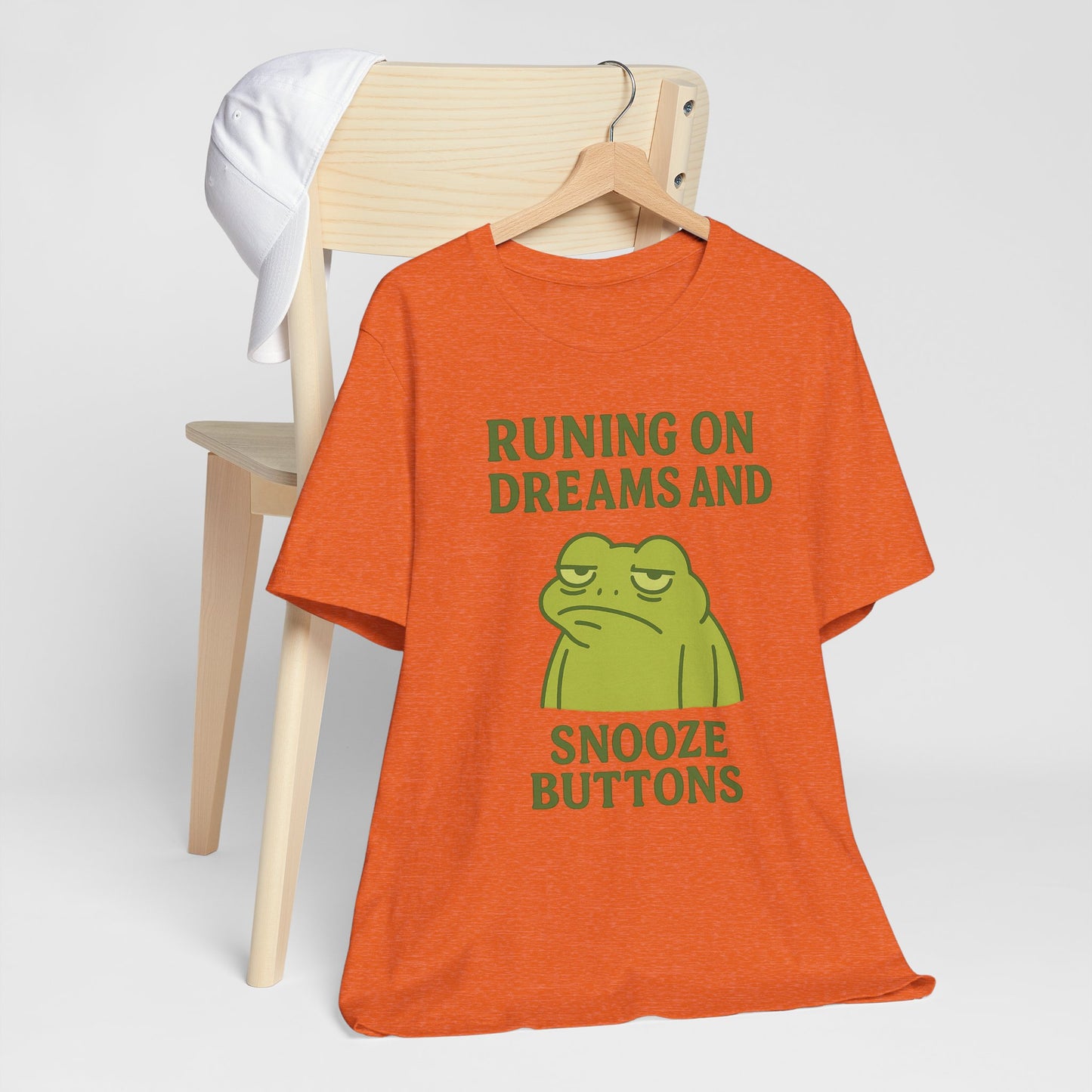 Running on Dreams and Snooze Buttons Shirt Sleepy Frog Tee Funny Night Owl Top Great Dad Gift Cozy Loungewear Aesthetic