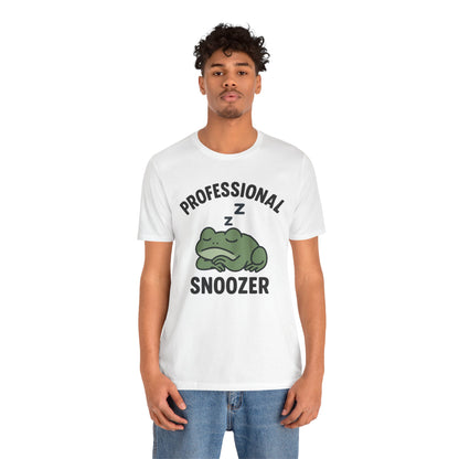 Professional Snoozer Frog Shirt Funny Sleepy Tee Night Owl Top Coffee First Gift for Dad Cute Graphic Cozy Loungewear