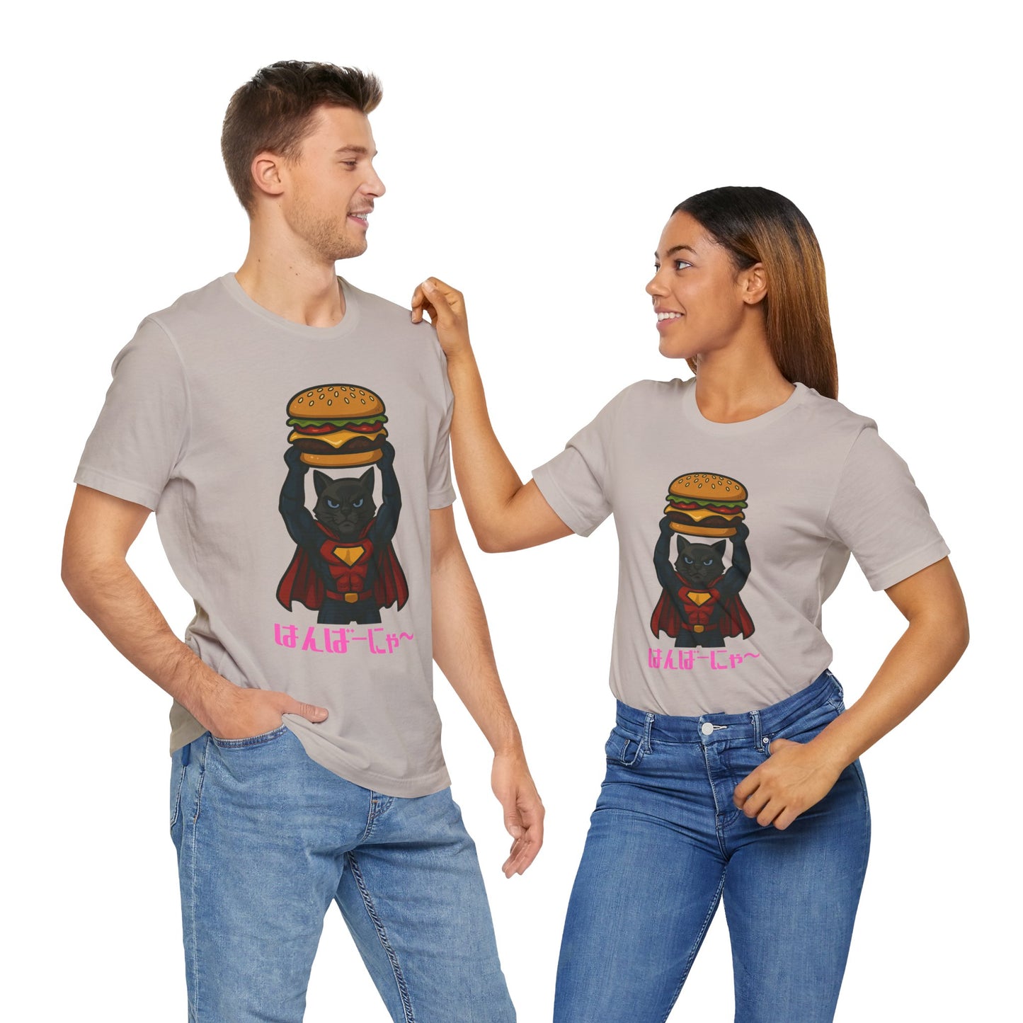 Superhero Cat Holding Cheeseburger T-Shirt - Funny Comic Style Tee for Burger Lovers - Unique Hero Cat Graphic Shirt - Unisex Gift