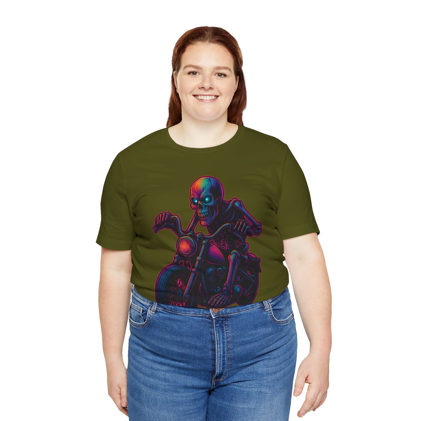 Neon Gashadokuro Harley Rider Tattoo Style Shirt Horror Yokai Streetwear for Adults Biker Dad Gift Japanese Art Tee