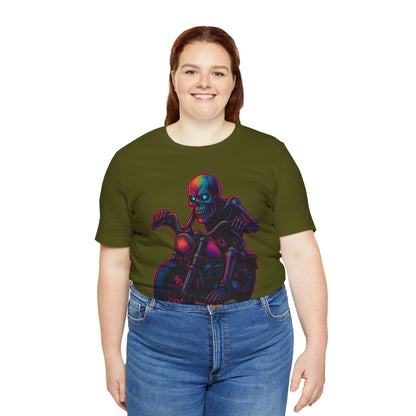 Neon Gashadokuro Harley Rider Tattoo Style Shirt Horror Yokai Streetwear for Adults Biker Dad Gift Japanese Art Tee