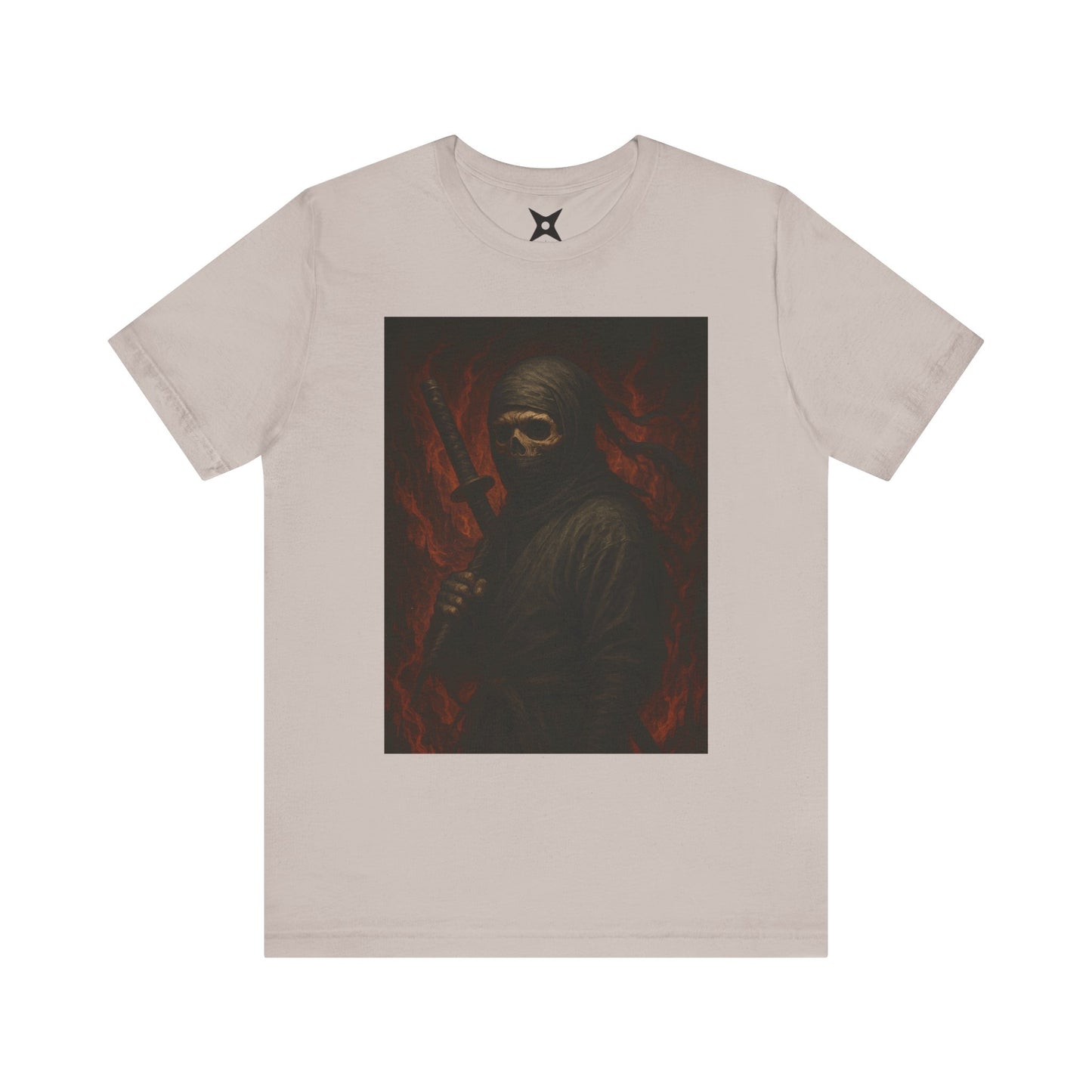 Dark Ninja Skull T-Shirt - Japanese Horror Art, Ninja Skeleton Graphic Tee, High-Detail Gothic Warrior Shirt, Unisex Streetwear