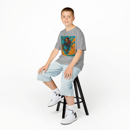 Colorful Skeleton Skater Hoodie Shirt for Kids - Bold Comic Art Skateboarding Tee - Cool Gift for Boys or Girls Who Love Street Style