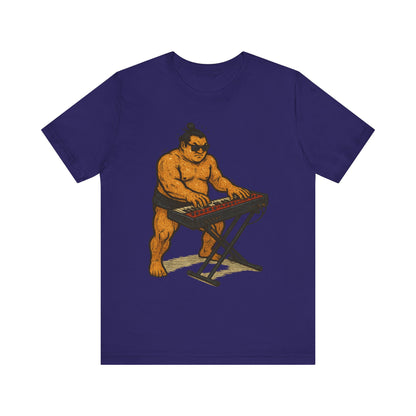 Sumo Piano Rock T Shirt Japanese Sumo Wrestler Playing Stage Keyboard Vintage Comic Art Graphic Tee Japan Gift For Dad Musicians