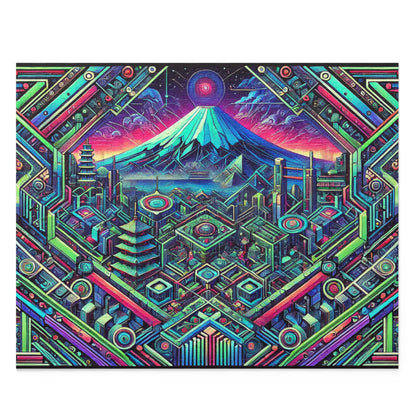 Neon x Geometric x Mt. Fuji! A super tricky puzzle with a cool sci-fi vibe-perfect brain workout for adults! 1000+ pieces of fun!